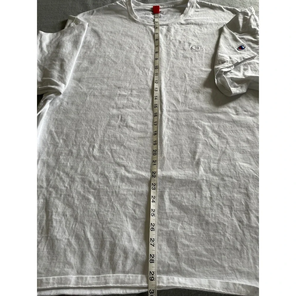 Champion Mens White Short Sleeve T-Shirt Embroidered Logo Crewneck‎ Tee 3XL - Picture 4 of 5